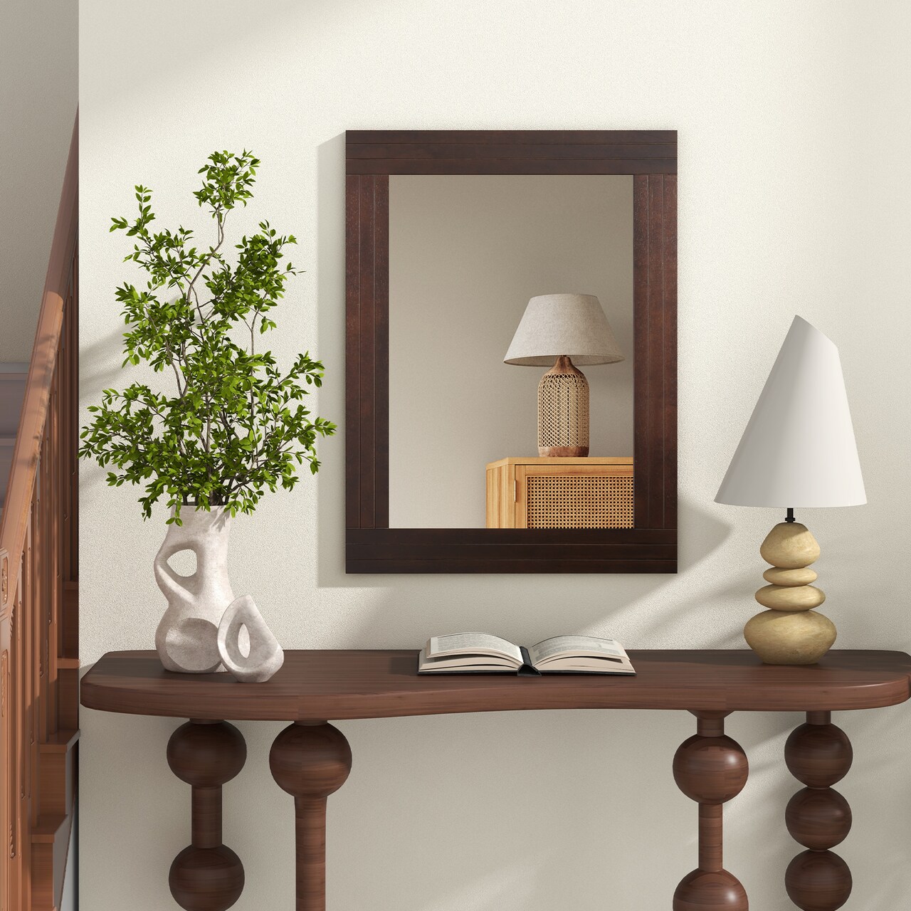 Wood Framed Wall Mirror for Bedroom Living Room Vanity Entryway - 32" x 24" (L x W)